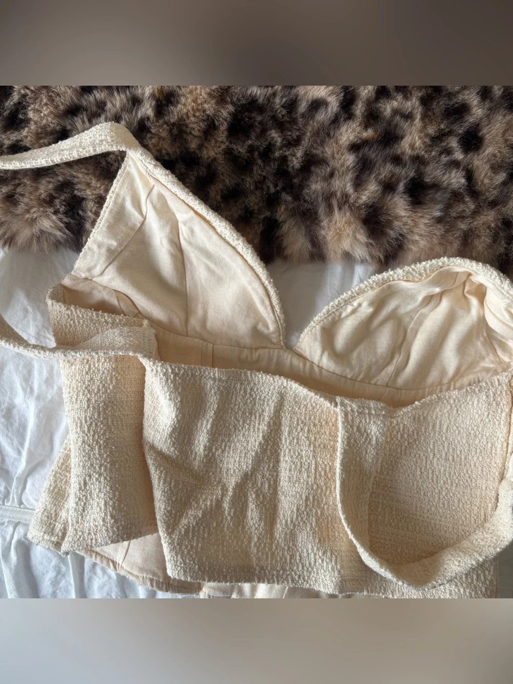 Textured Cream Zara Summer Corset Top - Picture 5 of 5